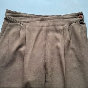 Vintage Pleated High Waisted Pants - Brown
